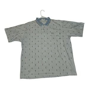 Penguin Sport Polo XL Men's Short Sleeve Blue Argyle Golf Sports Dad Vacation